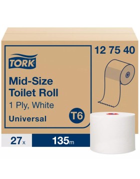 Tork Mid-Size toilet paper in roll 135m 27 rolls/pk.