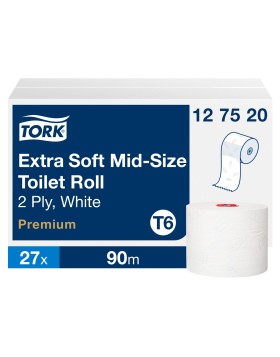 Tork Soft Mid-size Premium toilet paper in roll 90m 27 rolls/box